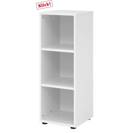 Weißes Regal BETA 9 mit drei offenen Ablagefächern von hjh OFFICE PRO