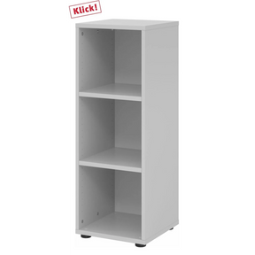 Graues Regal BETA 9 mit drei offenen Ablagefächern von hjh OFFICE PRO