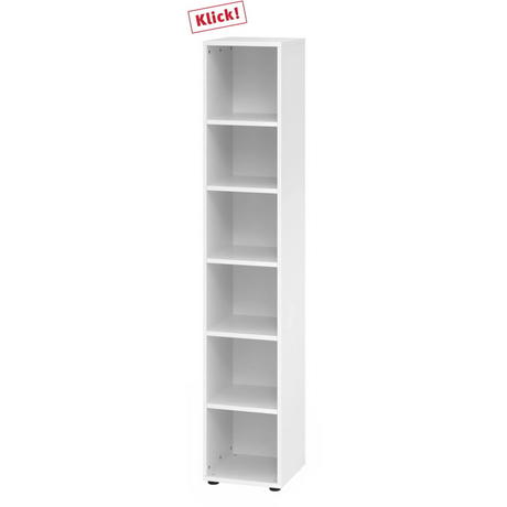 Weißes Regal BETA 9 mit sechs offenen Ablagefächern von hjh OFFICE PRO