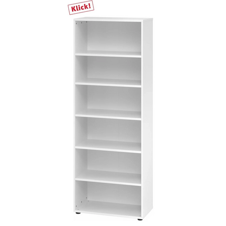 Weißes Regal BETA 9 mit sechs offenen Regalfächern von hjh OFFICE PRO