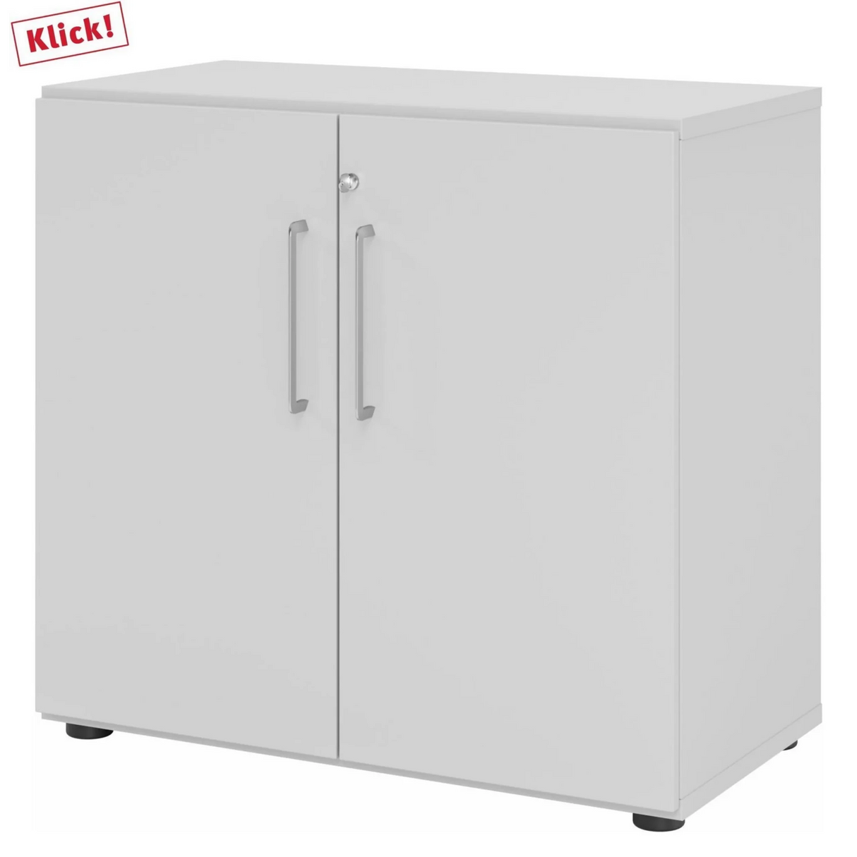 Grauer Schrank BETA 9 mit zwei Türen und silbernen Griffen von hjh OFFICE PRO