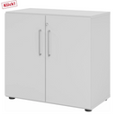 Grauer Schrank BETA 9 mit zwei Türen und silbernen Griffen von hjh OFFICE PRO