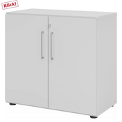 Grauer Schrank BETA 9 mit zwei Türen und silbernen Griffen von hjh OFFICE PRO