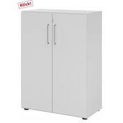 Grauer Schrank BETA 9 mit zwei Türen und silbernen Griffen von hjh OFFICE PRO