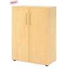 Zweitüriger Aktenschrank BETA 9 in Ahorn-Optik mit silbernen Griffen von hjh OFFICE PRO