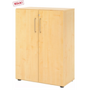 Zweitüriger Aktenschrank BETA 9 in Ahorn-Optik mit silbernen Griffen von hjh OFFICE PRO