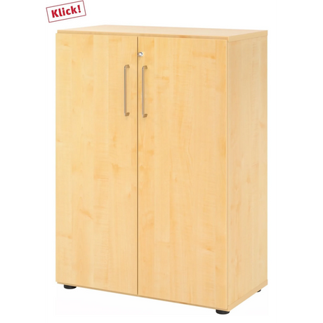 Zweitüriger Aktenschrank BETA 9 in Ahorn-Optik mit silbernen Griffen von hjh OFFICE PRO