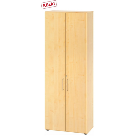 Zweitüriger Schrank BETA 9 in Ahornoptik mit zwei silberfarbenen Griffen von hjh OFFICE PRO