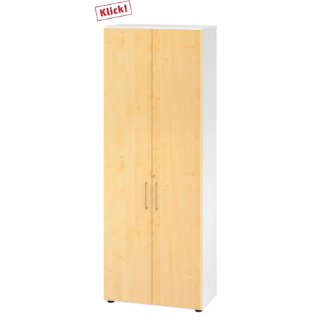 Zweitüriger Schrank BETA 9 in Weiß und Ahorn mit silbernen Griffen von hjh OFFICE PRO