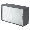 Graphitfarbener Rollladenschrank BETA R 1732S mit Chromgriff aus Metall von hjh OFFICE PRO