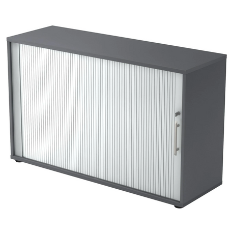 Graphitgrauer Rollladenschrank BETA R 1732S mit Kunststoff-Relinggriff von hjh OFFICE PRO