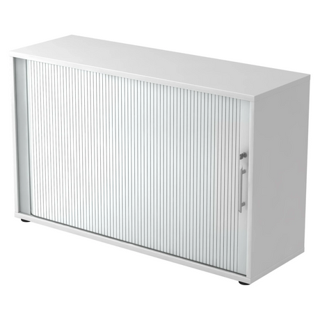 Weißer Rollladenschrank BETA R 1732S mit Kunststoff-Relinggriff von hjh OFFICE PRO