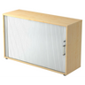Rollladenschrank BETA R 1732S in Ahorn-Optik mit weißem Rollladen und Chromgriff von hjh OFFICE PRO