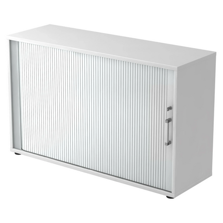 Weißer Rollladenschrank BETA R 1732S aus Metall mit Chromgriff von hjh OFFICE PRO