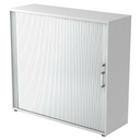 Weißer Rollladenschrank BETA R 1733S aus Metall mit silbernem Chromgriff von hjh OFFICE PRO