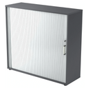 Graphitgrauer Rollladenschrank BETA R 1733S mit Chromgriff aus Metall von hjh OFFICE PRO