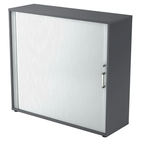 Graphitgrauer Rollladenschrank BETA R 1733S mit Chromgriff aus Metall von hjh OFFICE PRO