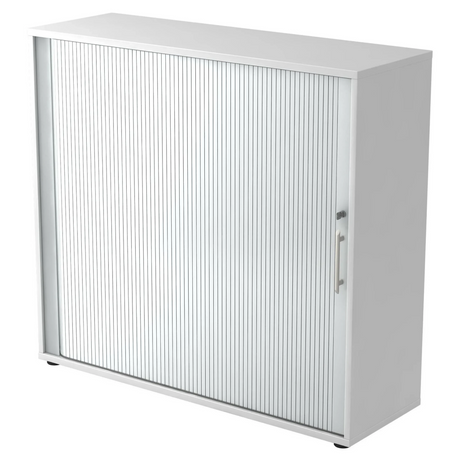 Weißer Rollladenschrank BETA R 1733S mit Kunststoff-Relinggriff von hjh OFFICE PRO