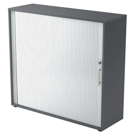 Graphitgrauer Rollladenschrank BETA R 1733S mit Kunststoff-Relinggriff von hjh OFFICE PRO