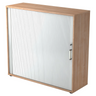 Rollladenschrank BETA R 1733S in Nussbaum-Optik mit weißem Rollladen und Chromgriff von hjh OFFICE PRO