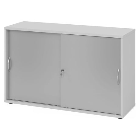Grauer Schiebetürenschrank BETA S 1752S mit zwei Bogengriffen aus Metall von hjh OFFICE PRO