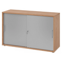 Schiebetürenschrank BETA S 1752S in Nussbaum-Optik mit silbernen Türen und Metallgriffen von hjh OFFICE PRO