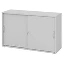Grauer Schiebetürenschrank BETA S 1752S mit zwei Metall-Bogengriffen und Schloss von hjh OFFICE PRO
