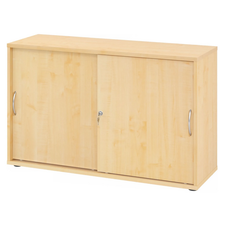 Schiebetürenschrank BETA S 1752S in Ahornoptik mit zwei Metall-Bogengriffen von hjh OFFICE PRO