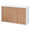 Schiebetürenschrank BETA S 1752S in Weiß und Nussbaum mit Metallgriffen von hjh OFFICE PRO