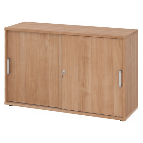 Schiebetürenschrank BETA S 1752S in Nussbaum-Optik mit Chromgriffen und Schloss von hjh OFFICE PRO