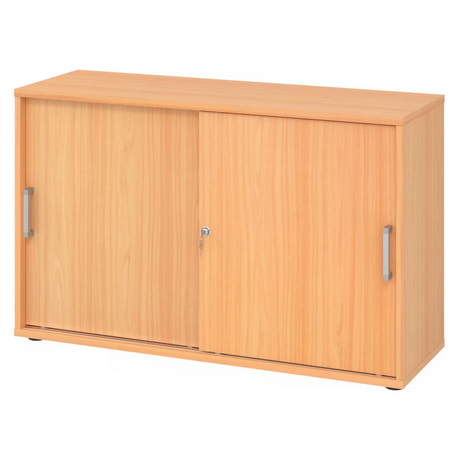 Schiebetürenschrank BETA S 1752S in Buche-Optik mit zwei Chromgriffen und Schloss von hjh OFFICE PRO