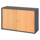 Schiebetürenschrank BETA S 1752S in Graphit und Buche mit zwei Metallgriffen von hjh OFFICE PRO