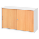 Schiebetürenschrank BETA S 1752S in Weiß und Buche mit zwei Metallgriffen von hjh OFFICE PRO