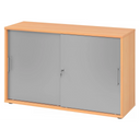 Schiebetürenschrank BETA S 1752S in Buche und Silber mit zwei Metallgriffen von hjh OFFICE PRO