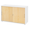 Schiebetürenschrank BETA S 1752S in Weiß und Ahorn mit Metallgriffen von hjh OFFICE PRO