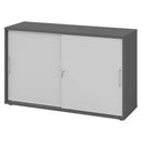 Grauer Schiebetürenschrank BETA S 1752S mit zwei hellgrauen Fronten und Metallgriffen von hjh OFFICE PRO