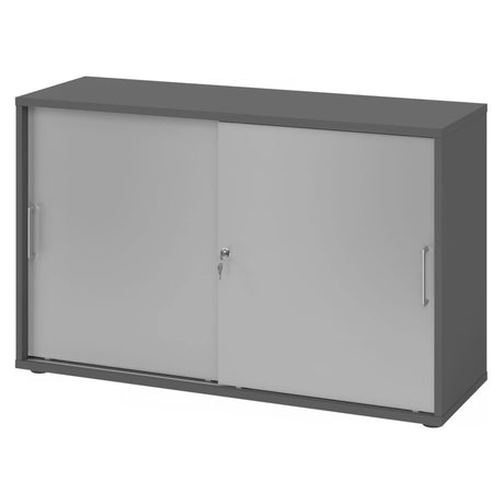 Schiebetürenschrank BETA S 1752S in Graphit und Silber mit Metallgriffen von hjh OFFICE PRO