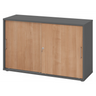 Schiebetürenschrank BETA S 1752S in Graphit und Nussbaum mit Metallgriffen von hjh OFFICE PRO