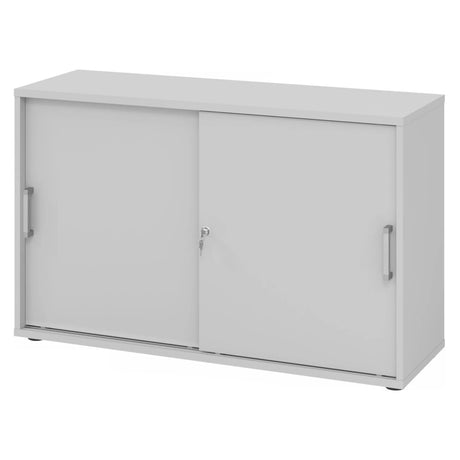 Grauer Schiebetürenschrank BETA S 1752S mit Chromgriffen und Schloss von hjh OFFICE PRO