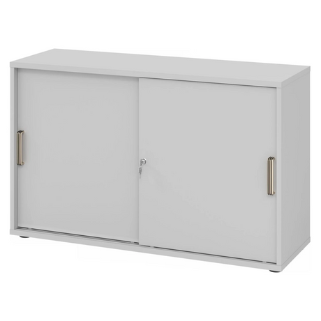 Grauer Schiebetürenschrank BETA S 1752S mit zwei Kunststoff-Streifengriffen von hjh OFFICE PRO