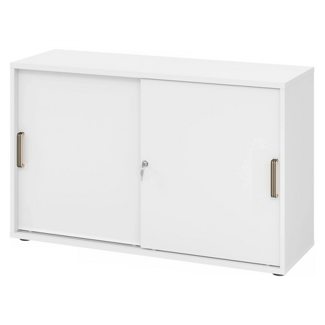 Weißer Schiebetürenschrank BETA S 1752S mit zwei Streifengriffen und Schloss von hjh OFFICE PRO