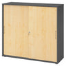 Schiebetürenschrank BETA S 1753S in Graphit und Ahorn mit Metallgriffen von hjh OFFICE PRO