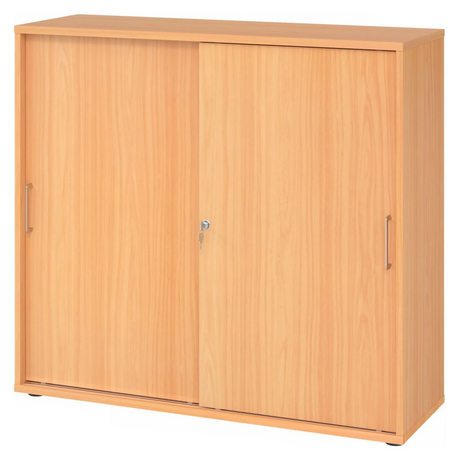 Schiebetürenschrank BETA S 1753S in Buche-Optik mit Metallgriffen und Schloss von hjh OFFICE PRO
