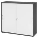 Schiebetürenschrank BETA S 1753S in Graphit und Weiß mit Metallgriffen von hjh OFFICE PRO