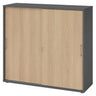 Schiebetürenschrank BETA S 1753S in Graphit und Eiche mit Metallgriffen von hjh OFFICE PRO