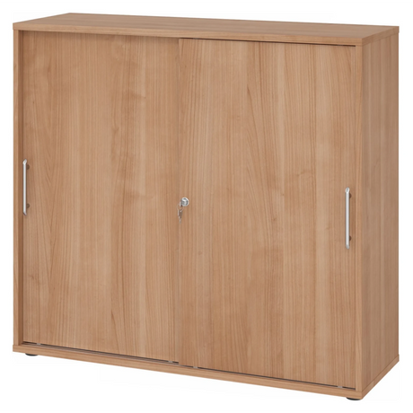 Schiebetürenschrank BETA S 1753S in Nussbaum-Optik mit Relinggriffen und Schloss von hjh OFFICE PRO