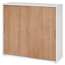 Schiebetürenschrank BETA S 1753S in Weiß und Nussbaum mit Metallgriffen von hjh OFFICE PRO
