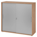 Schiebetürenschrank BETA S 1753S in Nussbaum-Optik mit silbernen Fronten und Metallgriffen von hjh OFFICE PRO