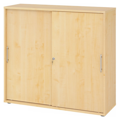 Schiebetürenschrank BETA S 1753S in Ahorn-Optik mit Kunststoff-Relinggriffen von hjh OFFICE PRO
