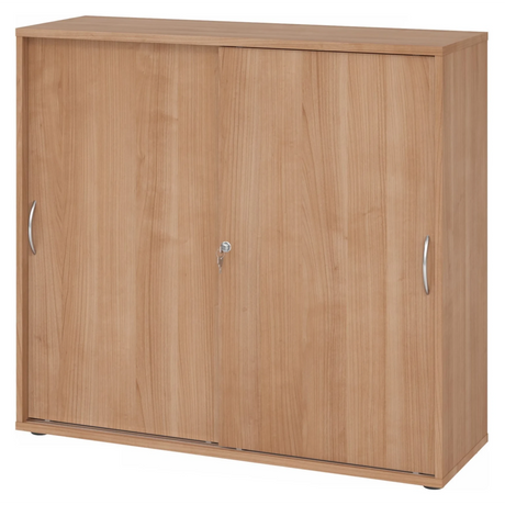 Schiebetürenschrank BETA S 1753S in Nussbaum-Optik mit zwei Metall-Bogengriffen von hjh OFFICE PRO